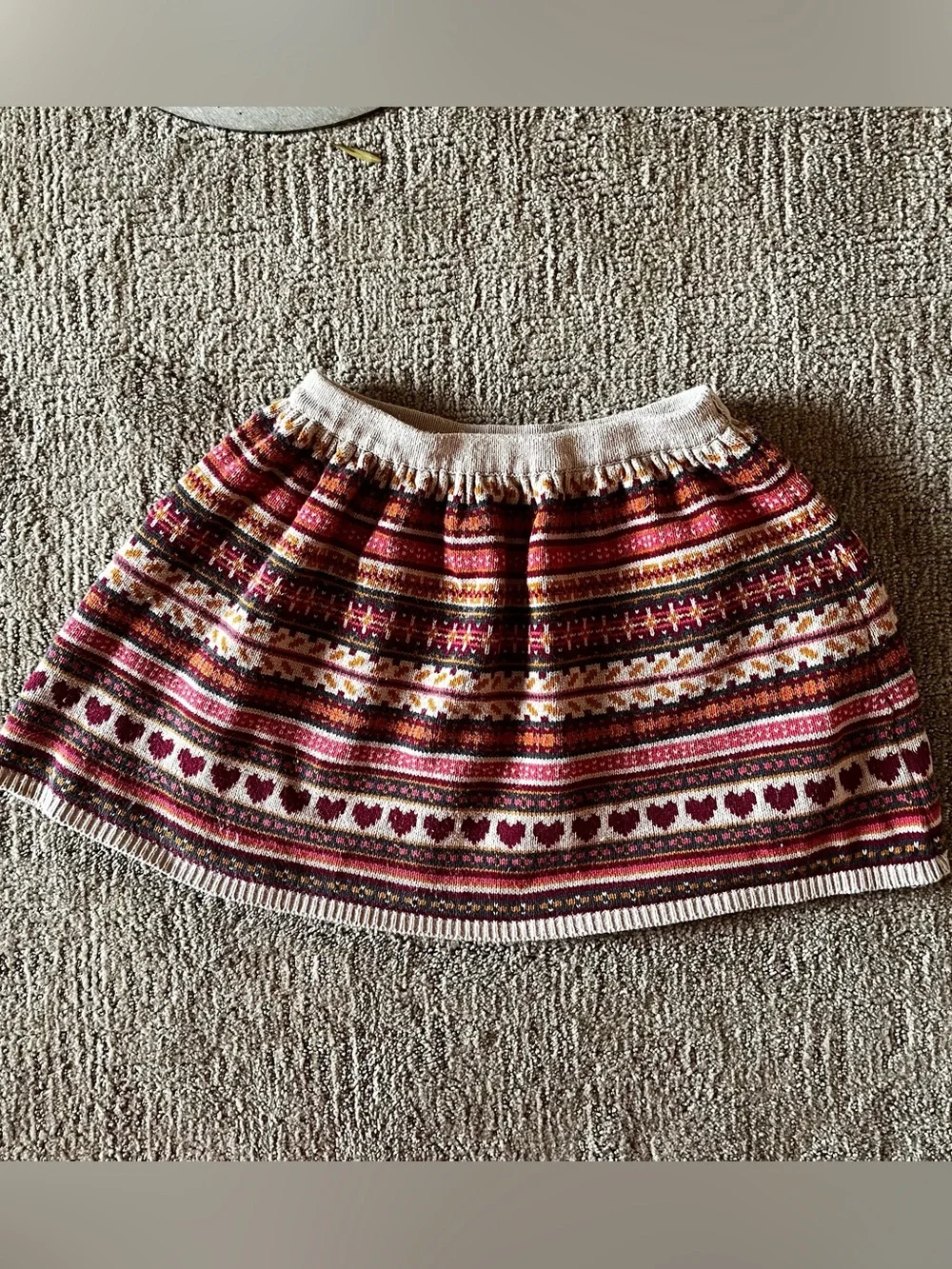 Norwegian style Fair Isle Circle Skirt in Pink, Cream & Maroon - Picture 2 of 3